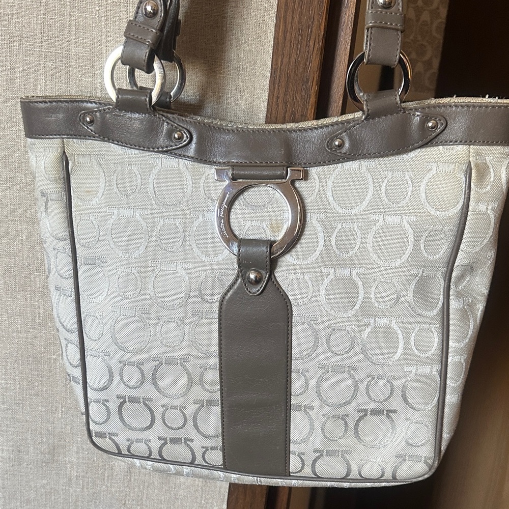 Salvador, Ferragamo, Tan and Brown Women's Tote Bag